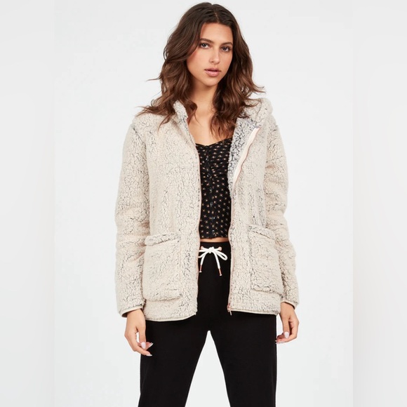 Volcom Sz XS Lived in Lounge Phuz Up Sherpa Zip Hooded Fleece Jacket - Picture 2 of 9